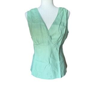 J.Jill Green Linen Tank Top Sleeveless Petite Blouse 14P